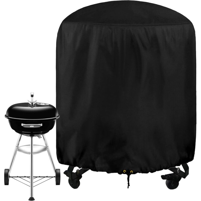 foto del prodotto kzq copertura per barbecue rotonda, 70 x 70 cm, impermeabile, tessuto oxford 420d, con coulisse, resistente ai raggi uv, antivento e antistrappo.