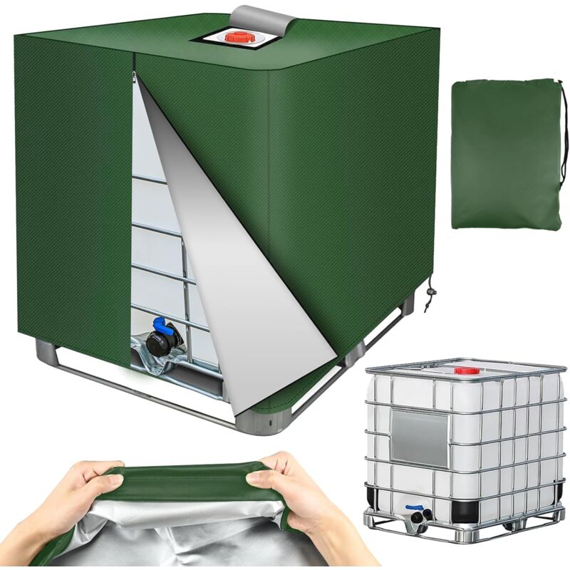 foto del prodotto kzq copertura per serbatoio da 1000 litri, copertura per serbatoio ibc 420d con cerniera, copertura protettiva ibc con chiusura in velcro,