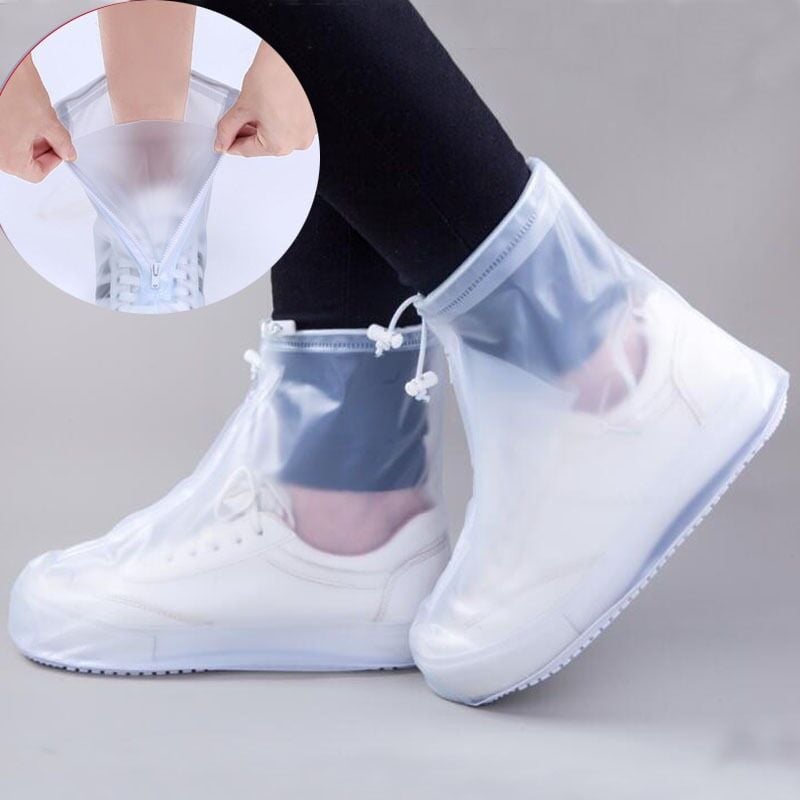foto del prodotto kzq copriscarpe impermeabili copriscarpe riutilizzabili in silicone antiscivolo trasparenti xxl 43 44 bianco
