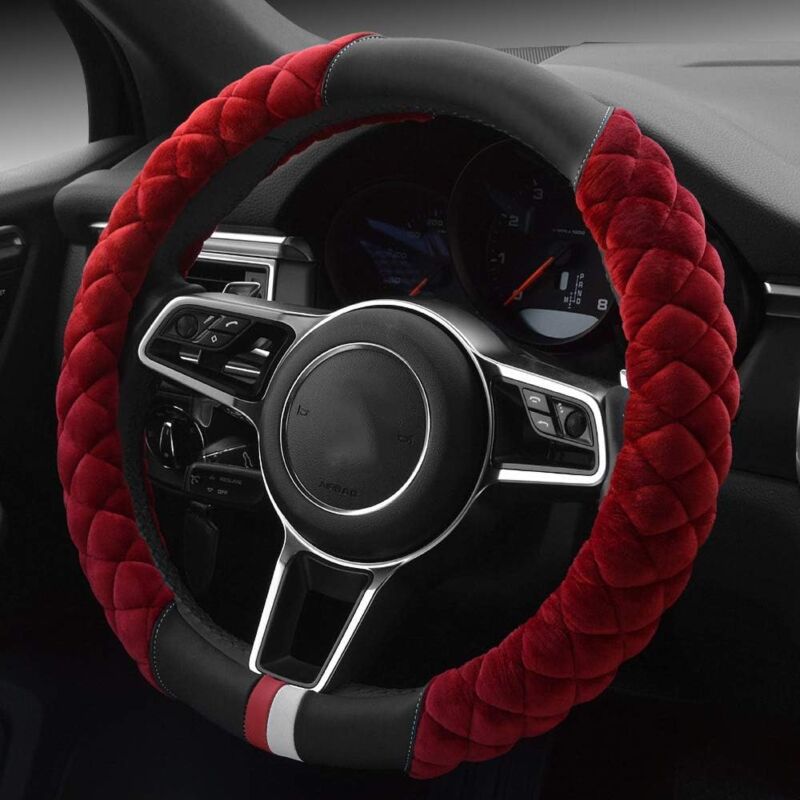 foto del prodotto kzq coprivolante invernale in pelliccia sintetica adatto alla maggior parte delle auto 38 cm accessorio per interni