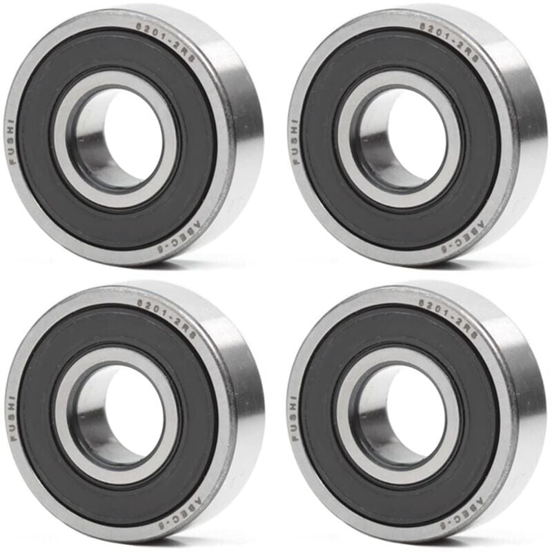 foto del prodotto kzq cuscinetto a sfere 6201 2rs 12 x 32 x 10 mm, doppia guarnizione in gomma, abec 5, cuscinetto a sfere prelubrificato, confezione da 4