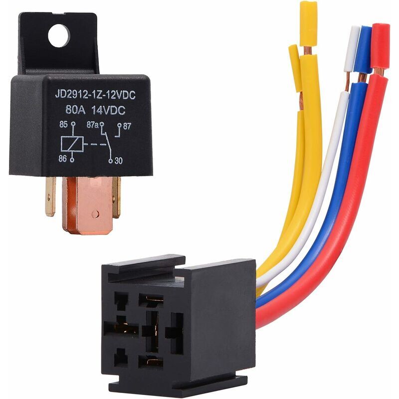 foto del prodotto kzq ehdis 1 confezione rel 12v 80a 4 pin auto camion motore heavy duty on off normalmente aperto spst presa rel plug 4 fili automobil
