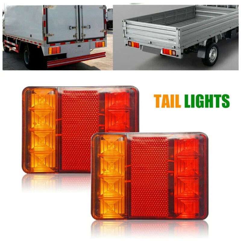 foto del prodotto kzq fanale posteriore per rimorchio, 12v 8 led ip65 luce freno per rimorchio per camion multifunzionale impermeabile 2 pezzi