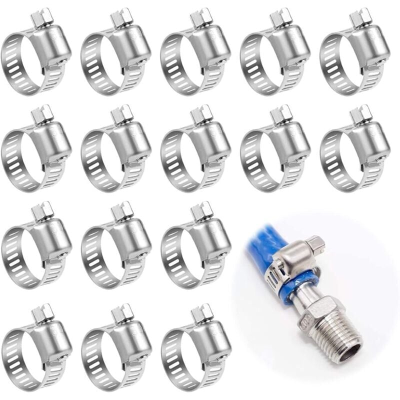 foto del prodotto kzq fascette stringitubo in metallo da 6 12 mm, fascette stringitubo regolabili in acciaio inossidabile 304 per tubi dell acqua domestici 25 pezzi