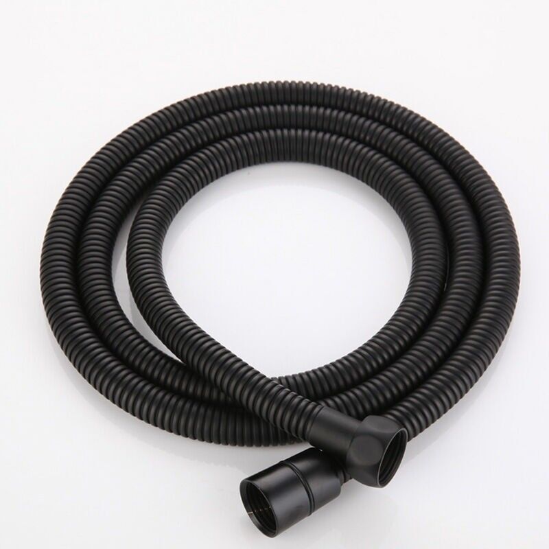 foto del prodotto kzq flessibile doccia 1,5 m nero opaco, flessibile doccia universale in acciaio inossidabile cavo doccia, anti esplosione e anti torsione