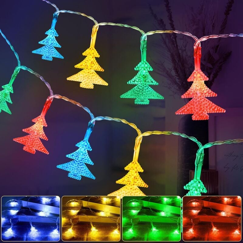 foto del prodotto kzq ghirlanda di luci per albero di natale, 6m 40 led lucine a batteria, 2 modalit monocromatiche e luminose ghirlanda di luci per interni,