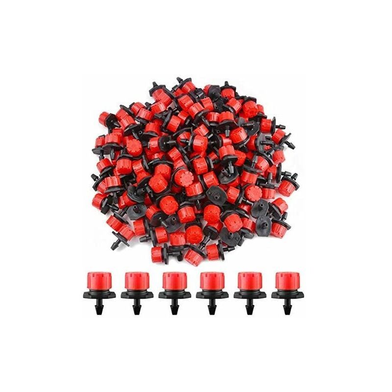 foto del prodotto kzq gocciolatore per irrigazione regolabile da 200 pezzi, sistema di irrigazione a goccia da 1 4 ugelli nebulizzati per irrigazione con testa a