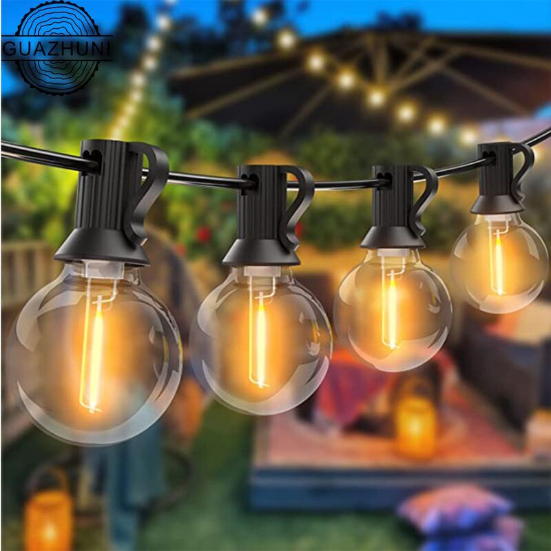 foto del prodotto kzq guirlande lumineuse ext rieure de 15 m tres avec ampoules led g40 style guinguette, comprenant 25 ampoules plus 1 de rechange. cette guirlande