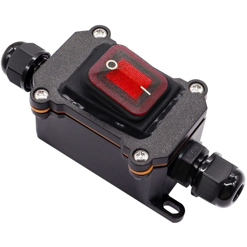 foto del prodotto kzq interruttore a cavo impermeabile ip67 interruttore di linea on off 4 terminali dpst interruttore esterno 220 v ca con led rosso doppia linea in