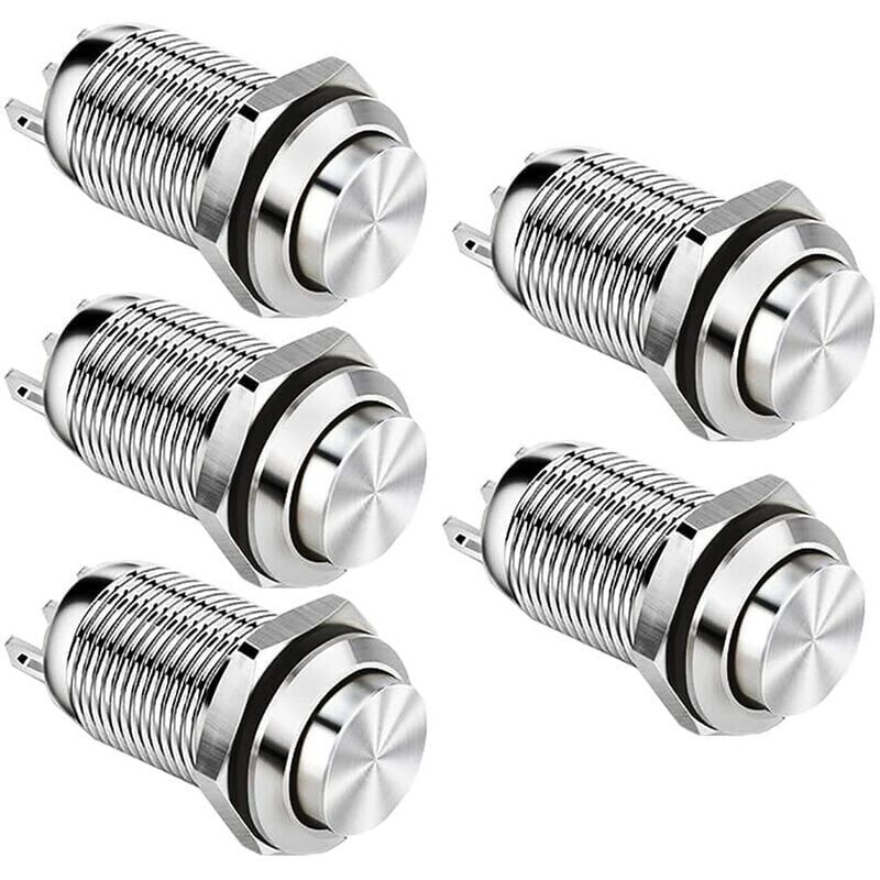 foto del prodotto kzq interruttore a pulsante momentaneo impermeabile da 12 mm, interruttori a pulsante in metallo spst no, interruttore momentaneo 2 a 12 v 24 v 125