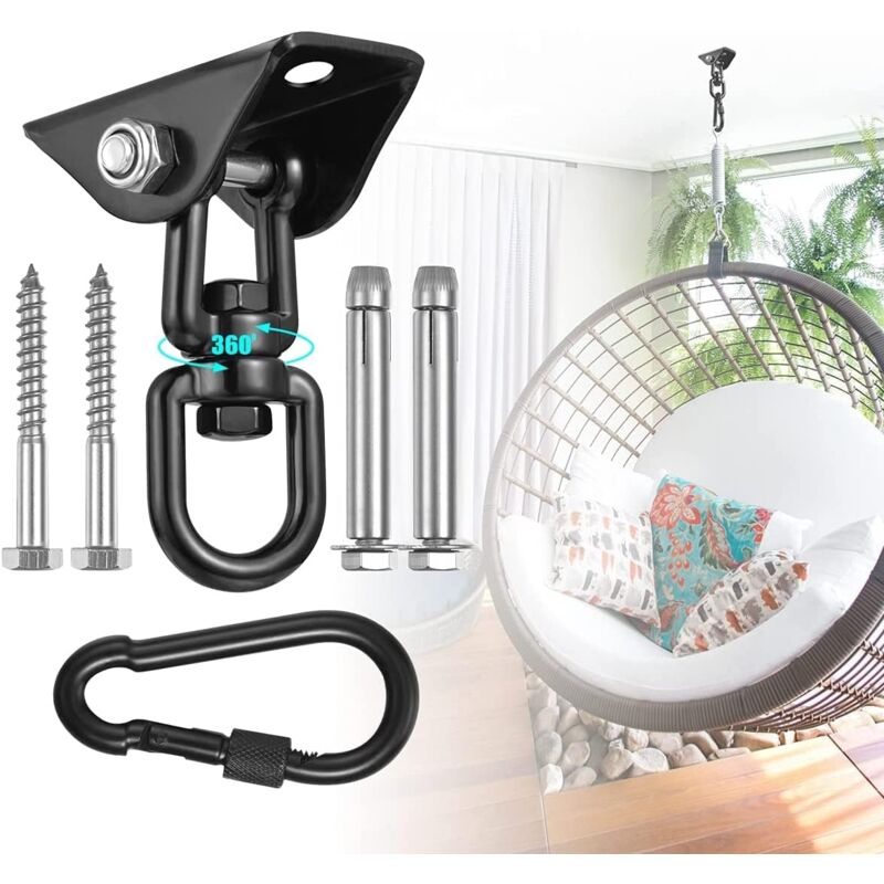 foto del prodotto kzq kit per appendere l amaca, ganci per appendere resistenti, acciaio inossidabile da 1200 libbre, rotazione a 360 , gancio per soffitto per