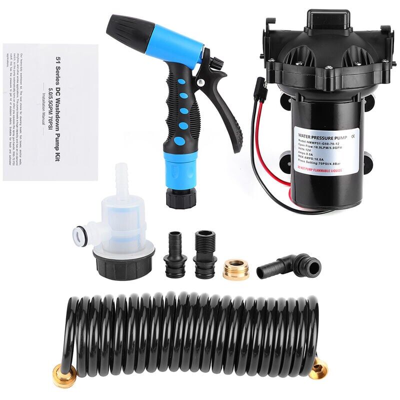 foto del prodotto kzq kit pompa per pulizia ponte di lavaggio, flusso di acqua di mare dolce 12v 5,0 gpm per barca rv marine