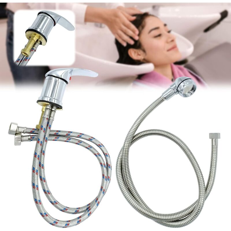 foto del prodotto kzq kit rubinetto per acqua da salone e tubo flessibile per nebulizzatore per ciotola per shampoo o lavaggio a controcorrente, con tubo flessibile