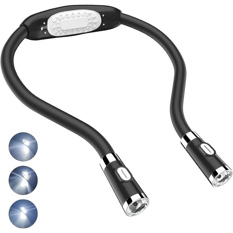 foto del prodotto kzq lampada da lettura a led, lampada da collo lampada a mani libere lampada da notte a led flessibile intorno al collo funziona a batteria per fai