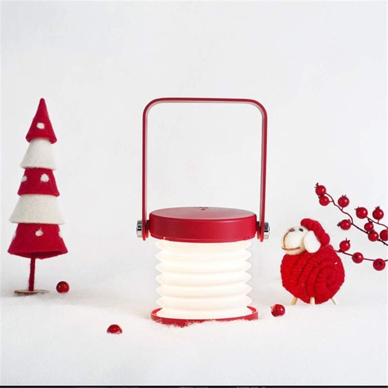 foto del prodotto kzq lanterna creativa con manico in legno, portatile, telescopica, pieghevole, lampada da tavolo a led, luce notturna di ricarica, lampada da