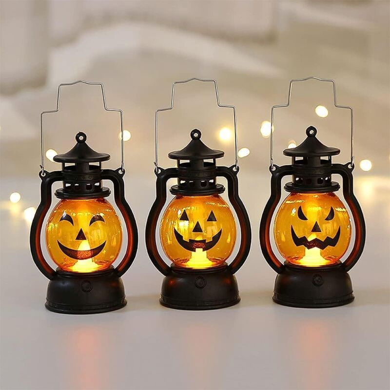 foto del prodotto kzq lanterna di zucca luminosa da 3 pezzi per bambini all aperto, luci a led con decorazioni di halloween a batteria, ornamenti decorativi per