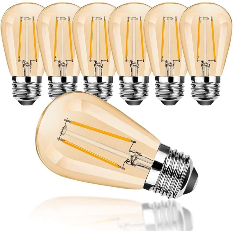 foto del prodotto kzq led e27 s14 2w, lampadine retr bianco caldo 2700k, vetro, per luci a catena per esterni, lampadina di ricambio, non dimmerabile, confezione da