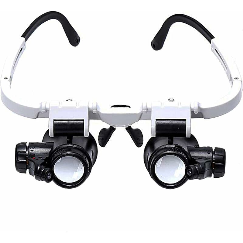 foto del prodotto kzq lente d ingrandimento con 2 luci a led lente d ingrandimento binoculare lampada d ingrandimento per orologiaio, lettura, gioielliere, cucito