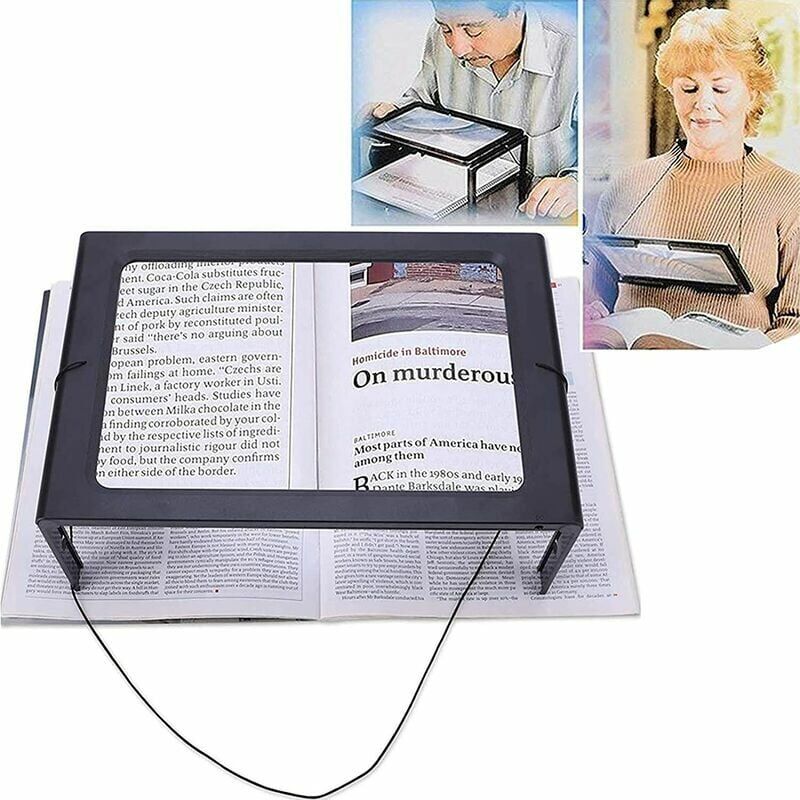 foto del prodotto kzq lente d ingrandimento da lettura con luce led ingrandimento 3x supporto pieghevole a mani libere per libri, mappe, gioielli