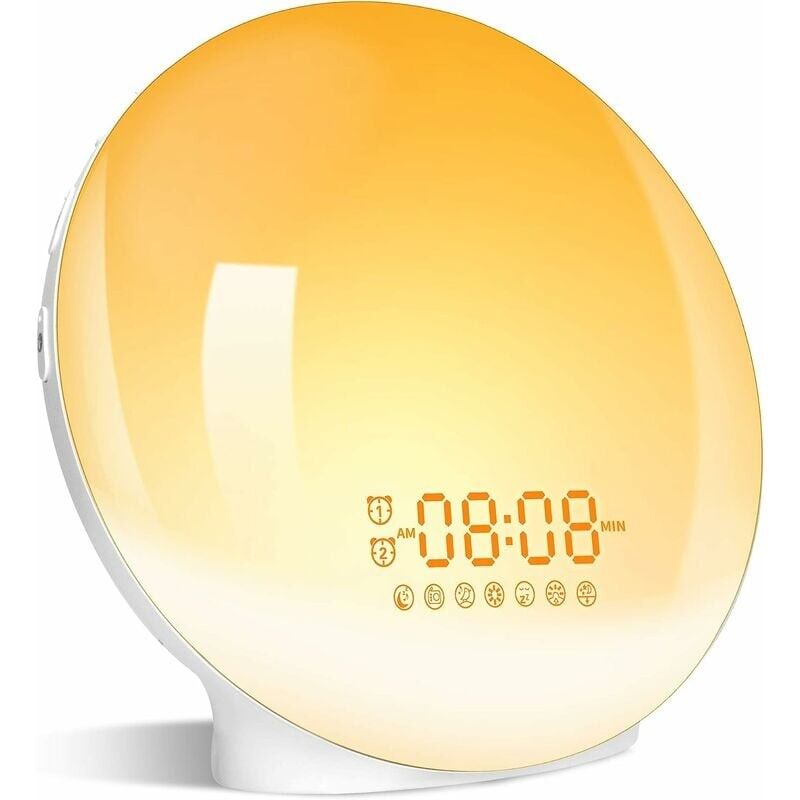 foto del prodotto kzq luce sveglia radio led sveglia mattutina luminosa lampada da comodino 20 livelli di luminosit simulatore di alba e crepuscolo 2 sveglie 7