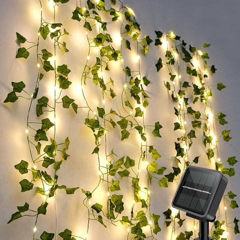 foto del prodotto kzq luci solari per esterni, luci solari artificiali con edera 10 m, 100 led, luci impermeabili con 8 modalit di illuminazione, decorazione per