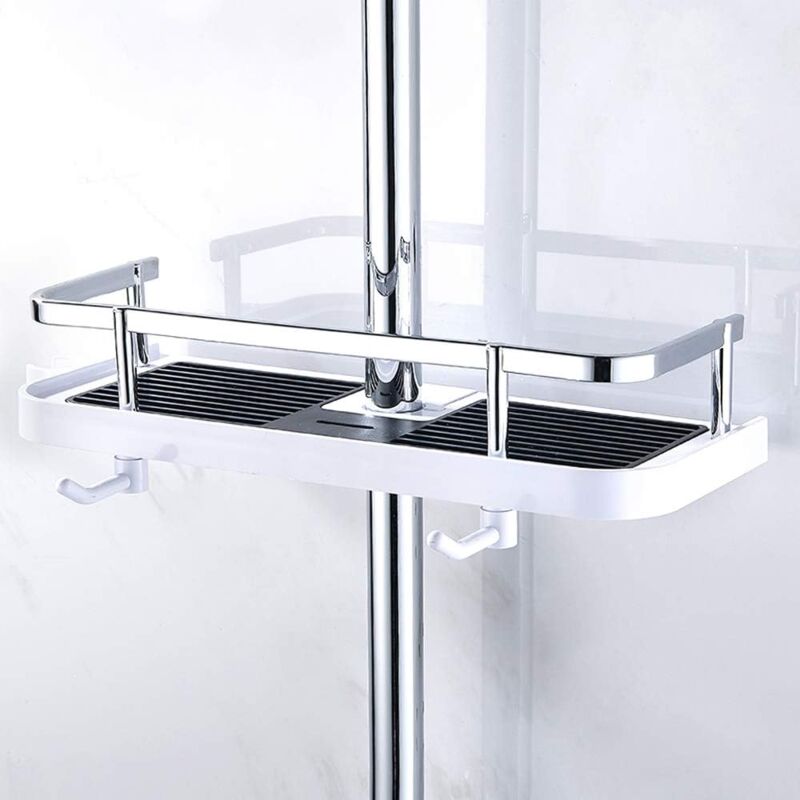 foto del prodotto kzq mensola per doccia, cestino portaoggetti regolabile, montaggio a parete, metallo resistente alla ruggine, 270 mm x 116 mm x 50 mm qersta