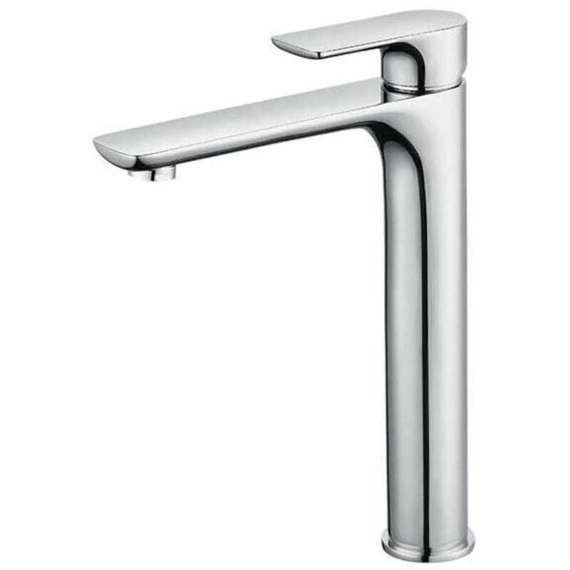 foto del prodotto kzq - miscelatore per lavabo con beccuccio alto di design, grande rubinetto per bagno cromato con aeratore rimovibile, rubinetto per lavabo in