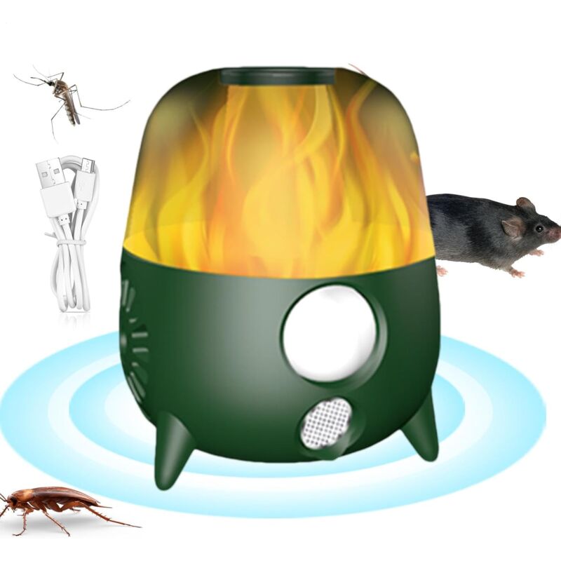 foto del prodotto kzq nuovo repellente intelligente ad ultrasuoni ad alta frequenza simulazione di allarme sonoro ed effetto fiamma a led per tenere lontani