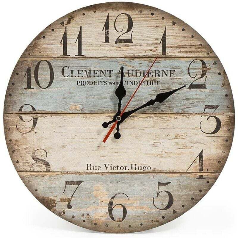 foto del prodotto kzq - orologio da parete da 12 pollici orologio da parete vintage orologio da parete silenzioso in legno per soggiorno, cucina, ufficio e camera da letto (strisce)