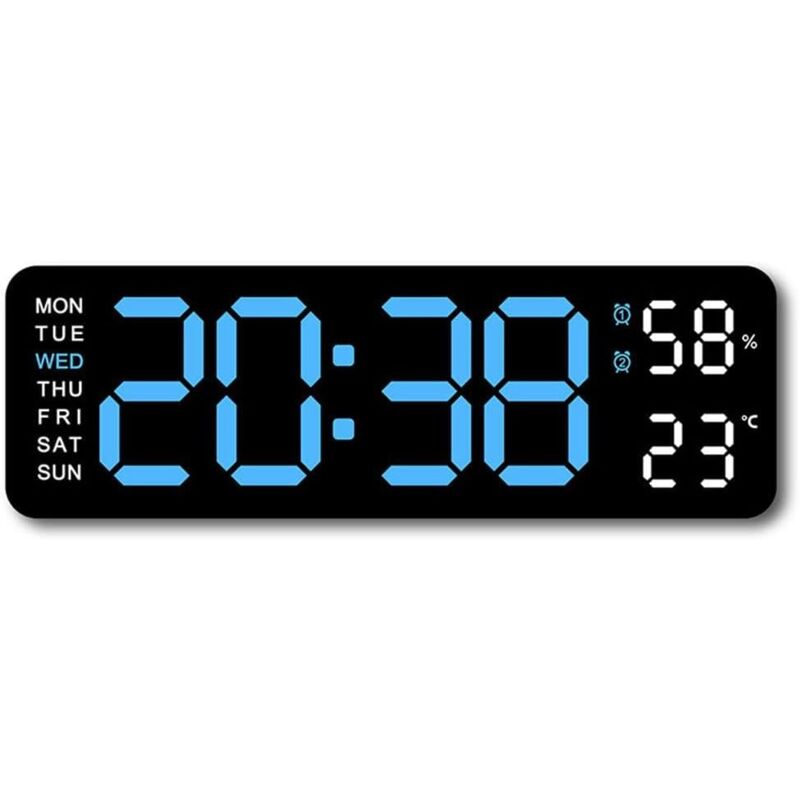 foto del prodotto kzq orologio da parete digitale grande black shell ice blue con orologio digitale led a luminosit regolabile