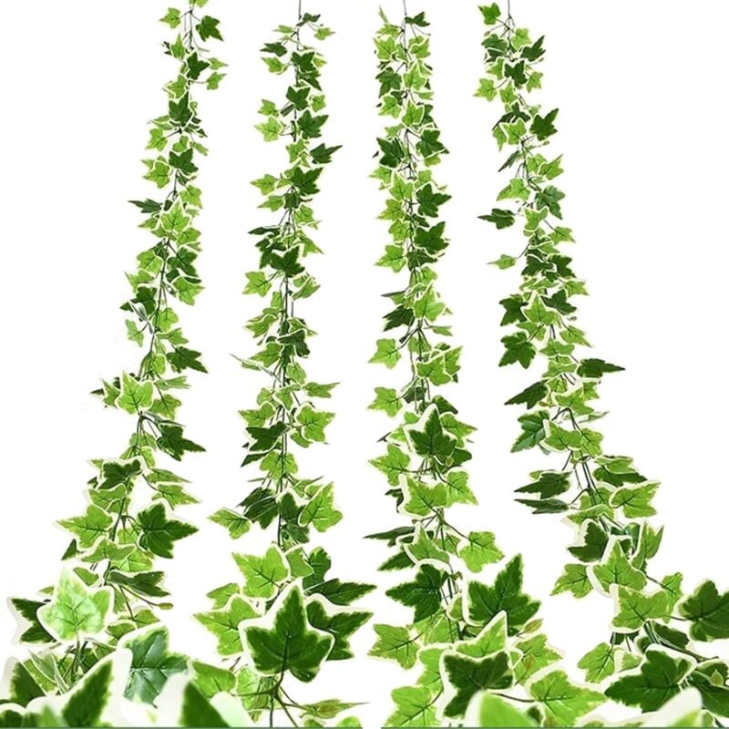 foto del prodotto kzq pezzi di foglie verdi di edera di seta, ghirlande di edera artificiale, pianta di edera artificiale, per ufficio, cucina, giardino, decorazione