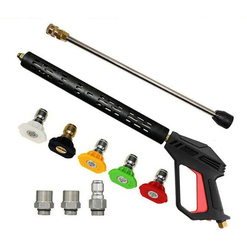 foto del prodotto kzq pistola per idropulitrice ad alta pressione con 5 ugelli di spruzzo rimovibili, kit ugelli m22 da 4000 psi per idropulitrice k2, k3, k4, k5,