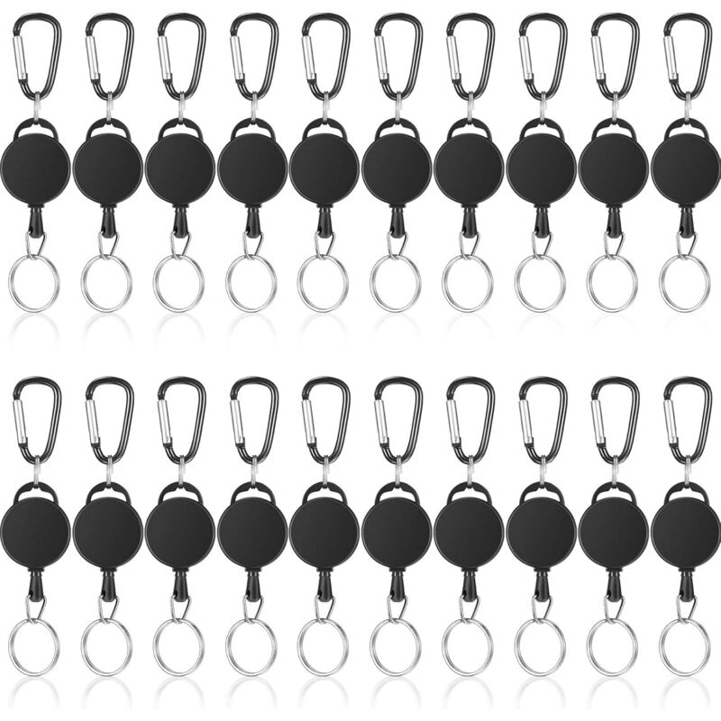 foto del prodotto kzq porta badge identificativo retrattile per portachiavi resistente con cavo in acciaio e fibbia in metallo, portachiavi retrattili per