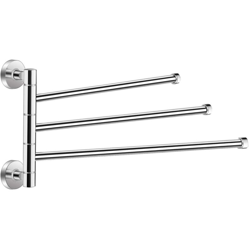 foto del prodotto kzq portasciugamani girevole a parete, a 3 bracci, in acciaio inox, girevole, pieghevole, per bagno e cucina 3 barre 