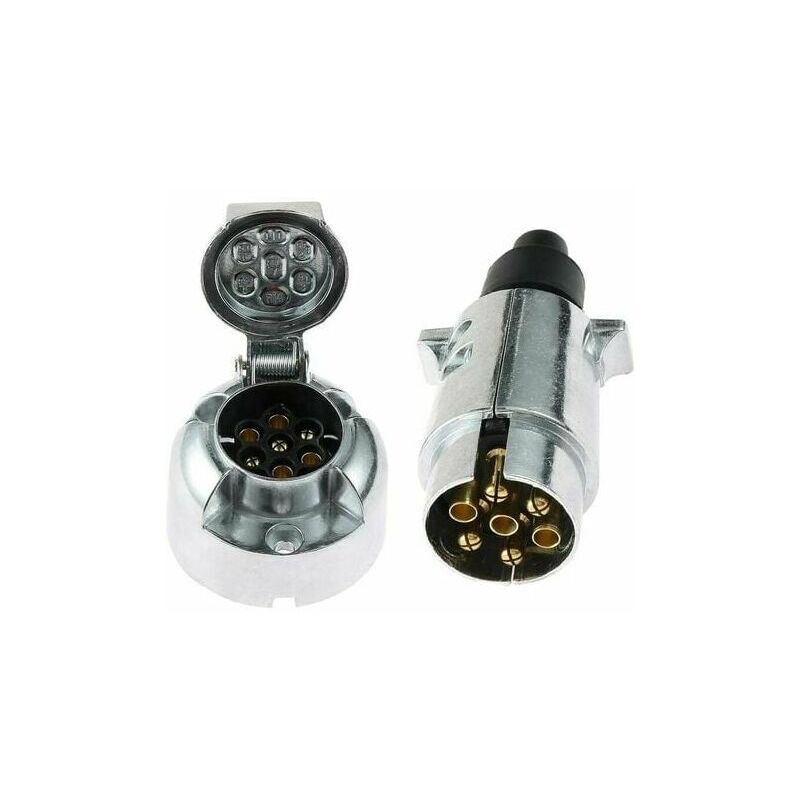 foto del prodotto kzq presa per rimorchio in metallo maschio a 7 pin e presa per rimorchio in metallo femmina a 7 pin, adattatore presa per rimorchio a 7 pin 12v