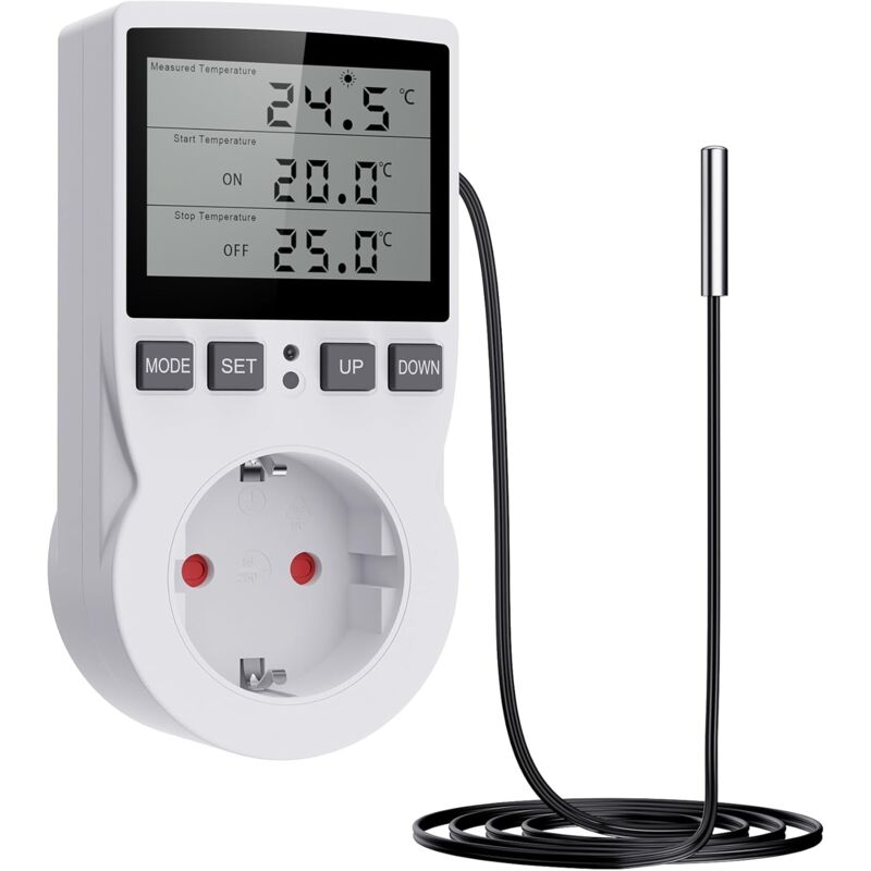 foto del prodotto kzq presa termostato, presa termostato lcd con sonda, regolatore di temperatura digitale raffreddamento per serre acquari contenitori in vetro