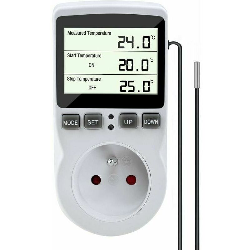 foto del prodotto kzq presa termostato regolatore di temperatura, termostato di raffreddamento per riscaldamento, regolatore termostato digitale con sonda, presa per