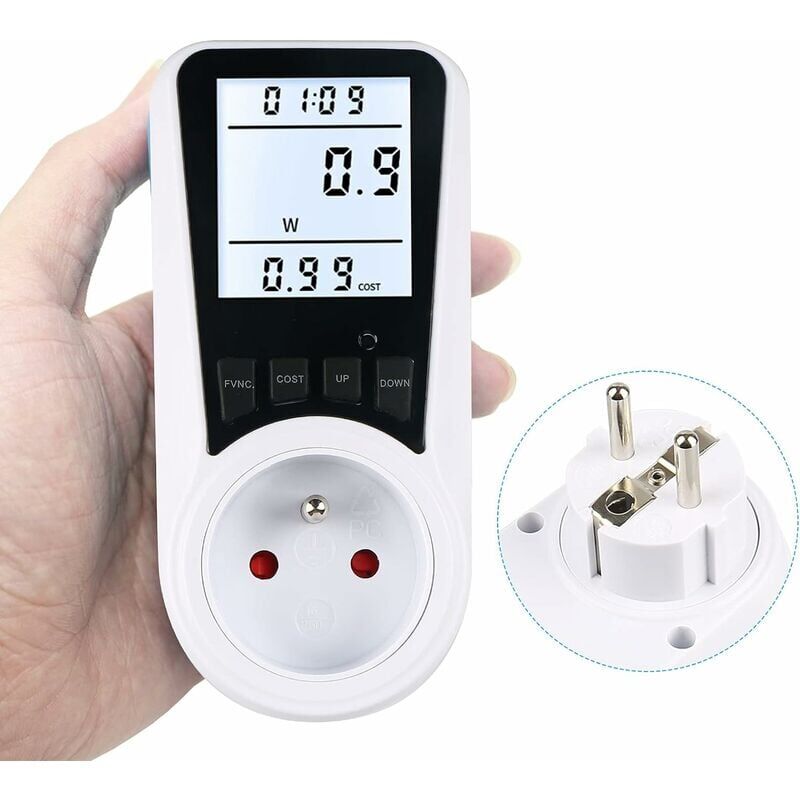 foto del prodotto kzq presa wattmetro, misuratore di consumo energetico ac 230v, presa di monitoraggio dell utilizzo dell elettricit con display lcd presa