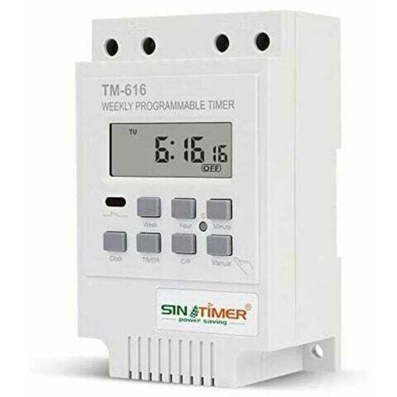 foto del prodotto kzq programmatore di interruttori rel tm616, timer orario settimanale elettrico digitale 12v con display lcd digitale bianco