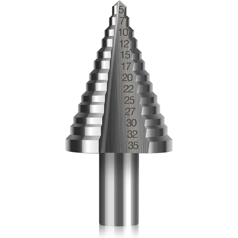 foto del prodotto kzq punta conica per trapano a gradini, 13 gradini, 5 mm 35 mm, hss, 4241, punta conica esagonale in titanio, utensile per fresatura di fori, kit
