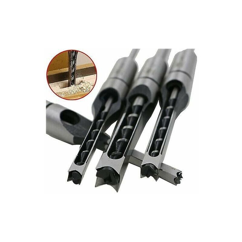 foto del prodotto kzq punta da trapano per foro quadrato per la lavorazione del legno strumento di perforazione per tenone a scalpello cavo set completo