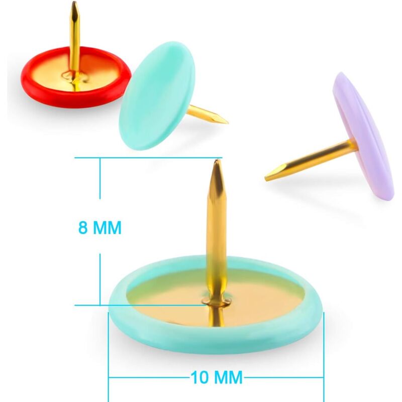 foto del prodotto kzq puntine da disegno colorate, 300 pezzi, puntine da disegno rotonde in plastica colorate, puntine decorative per bacheche in sughero, 10 colori