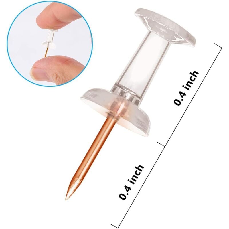 foto del prodotto kzq puntine da disegno oro rosa 100 puntine da disegno standard con punta in acciaio dorato e testa in plastica trasparente