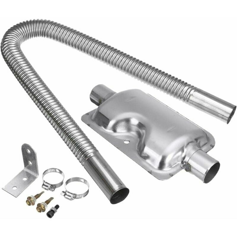 foto del prodotto kzq riscaldatore d aria per motore a petrolio greggio tubo di scarico in acciaio inossidabile da 60 cm e kit silenziatore da 24 mm per accessori