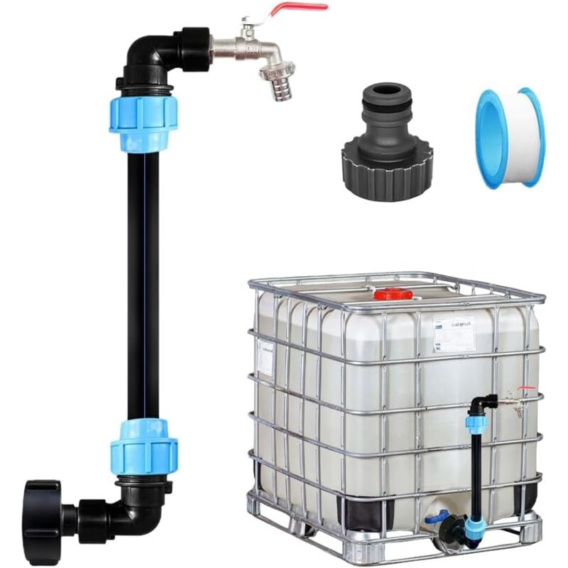 foto del prodotto kzq rubinetto a collo di cigno per serbatoio ibc, rubinetto per serbatoio da 1000 litri, kit di collegamento ibc, rubinetto da 3 4 di pollice,