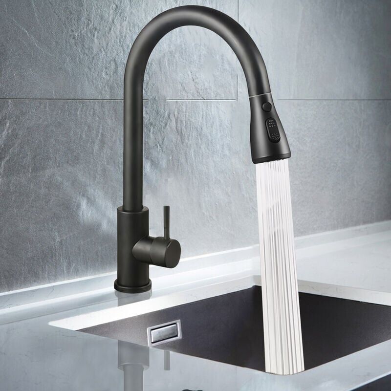 foto del prodotto kzq rubinetto da cucina flessibile, sdlogal, miscelatore per lavello in acciaio inossidabile, rubinetto per lavello estensibile girevole a 360 con