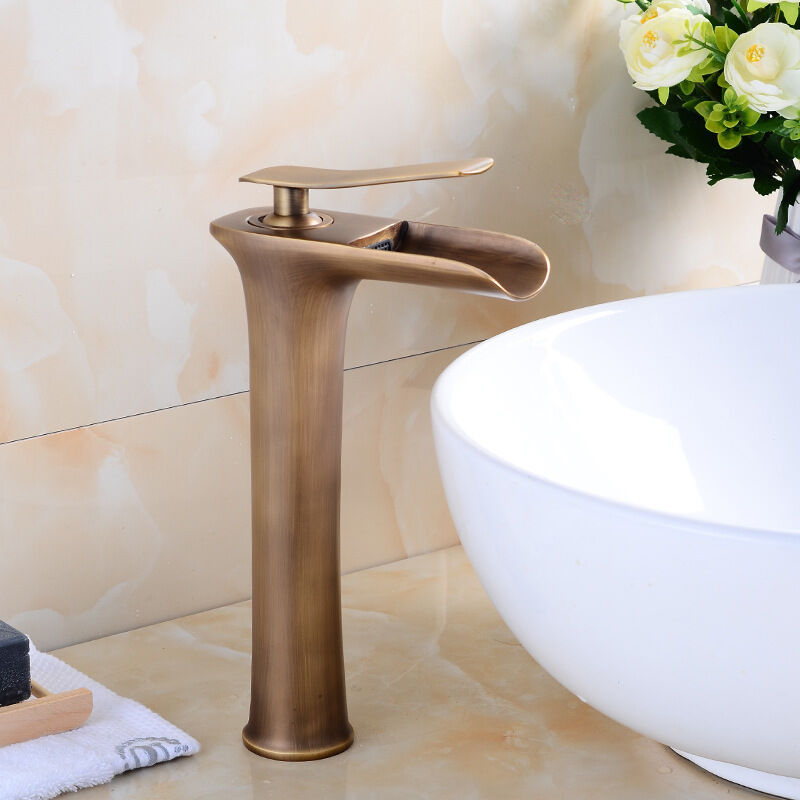 foto del prodotto kzq - rubinetto per lavabo in ottone antico rubinetto per lavabo alto