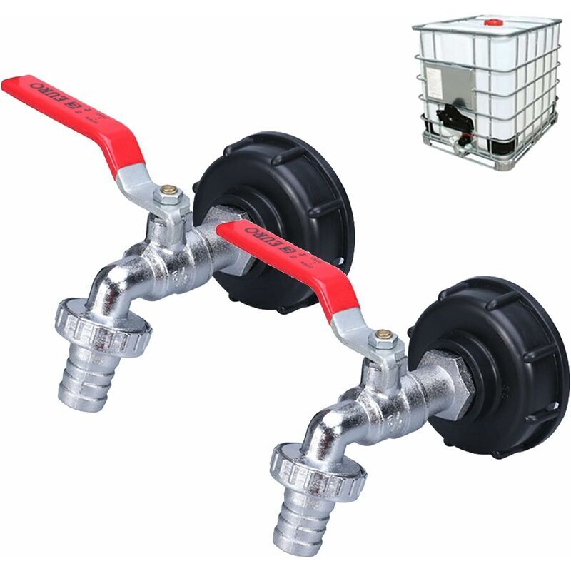 foto del prodotto kzq rubinetto per serbatoio da 1000 litri rubinetto per collettore di acqua piovana 2 pezzi, adattatore per serbatoio dell acqua ibc rubinetto