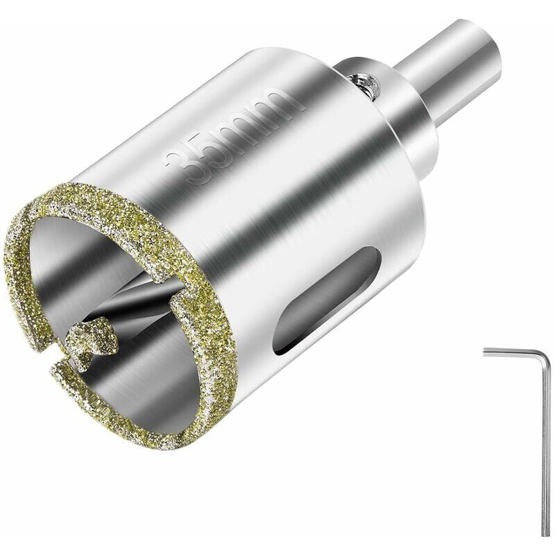 foto del prodotto kzq sega a tazza diamantata 35 mm punta diamantata con punta a guida centrale sega a tazza per piastrelle con rivestimento superficiale