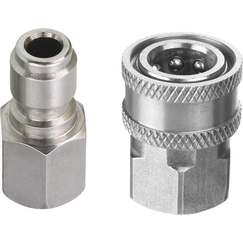 foto del prodotto kzq set adattatore per idropulitrice, kit di collegamento rapido da 3 8 pollici, raccordo femmina, acciaio inossidabile, 5000 psi